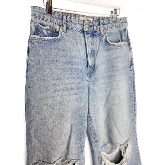 Free People We The Free Ranger Wide Leg Cropped Ripped Jeans, Sky - Size 28 - Picture 5 of 10